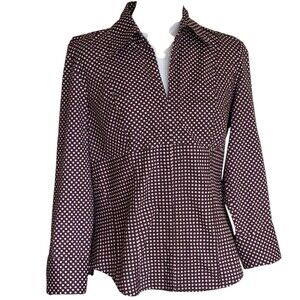 Y2K Brown Dotted Cotton Spandex Blouse CATO